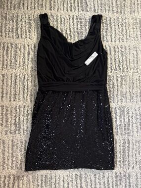 NWT Bisou Bisou black sequin sparkle mini dress size 16